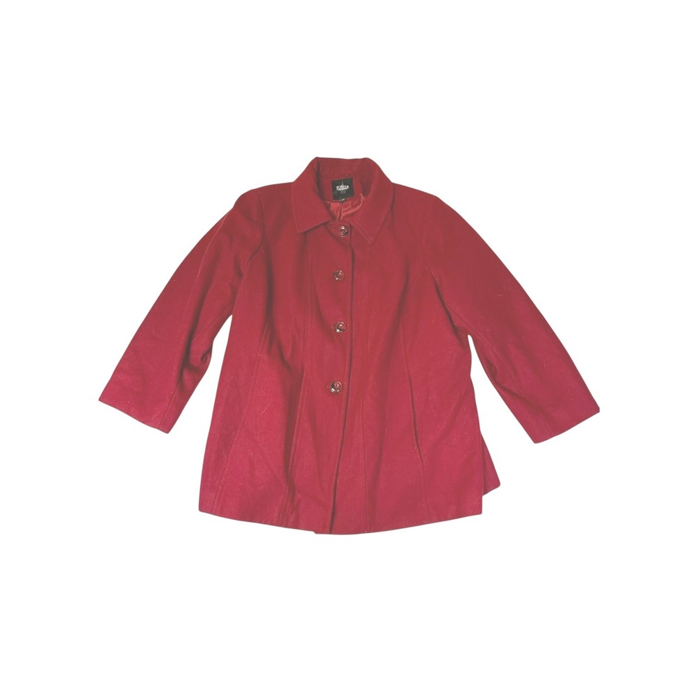 Tower by London Fog Womens 3X Red Wool‎ Blend Button Front  Jacket